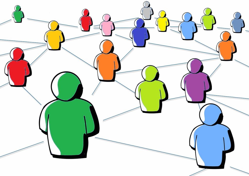 network of people with brightly colored images